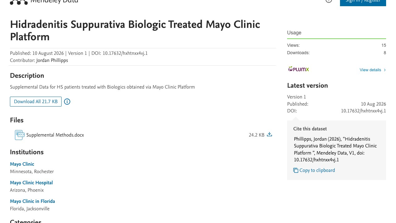 Mayo Clinic Platform 化脓性汗腺炎生物制剂治疗数据集