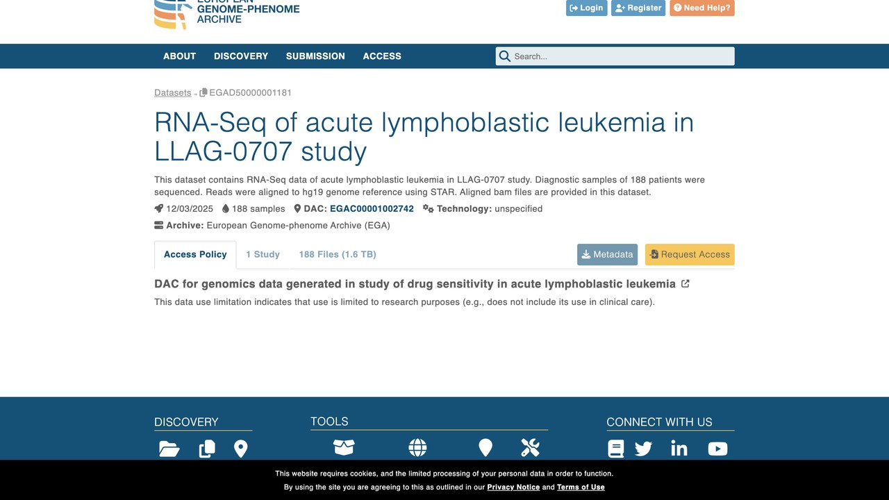 LLAG-0707 研究急性淋巴细胞白血病 RNA-Seq 数据集
