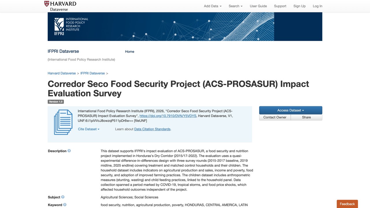 Corredor Seco 粮食安全项目(ACS-PROSASUR)影响评估调查
