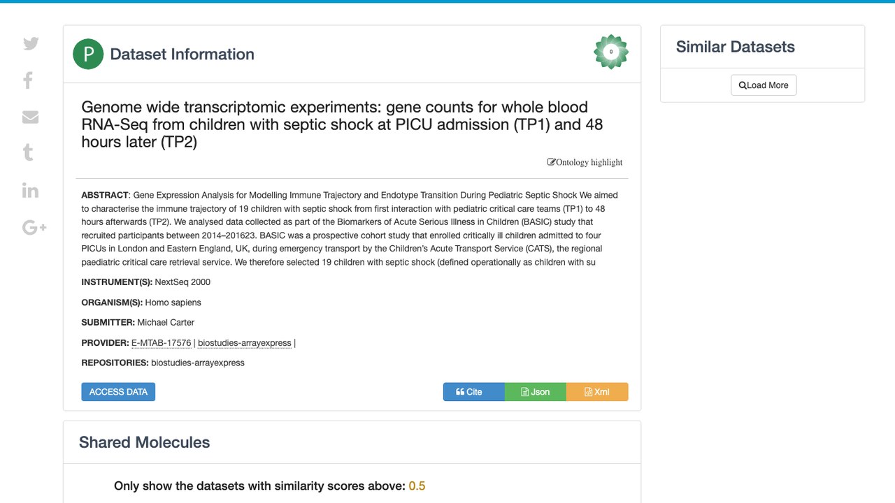 儿童脓毒性休克全血RNA-Seq基因计数转录组实验（PICU入院TP1及48小时后TP2）