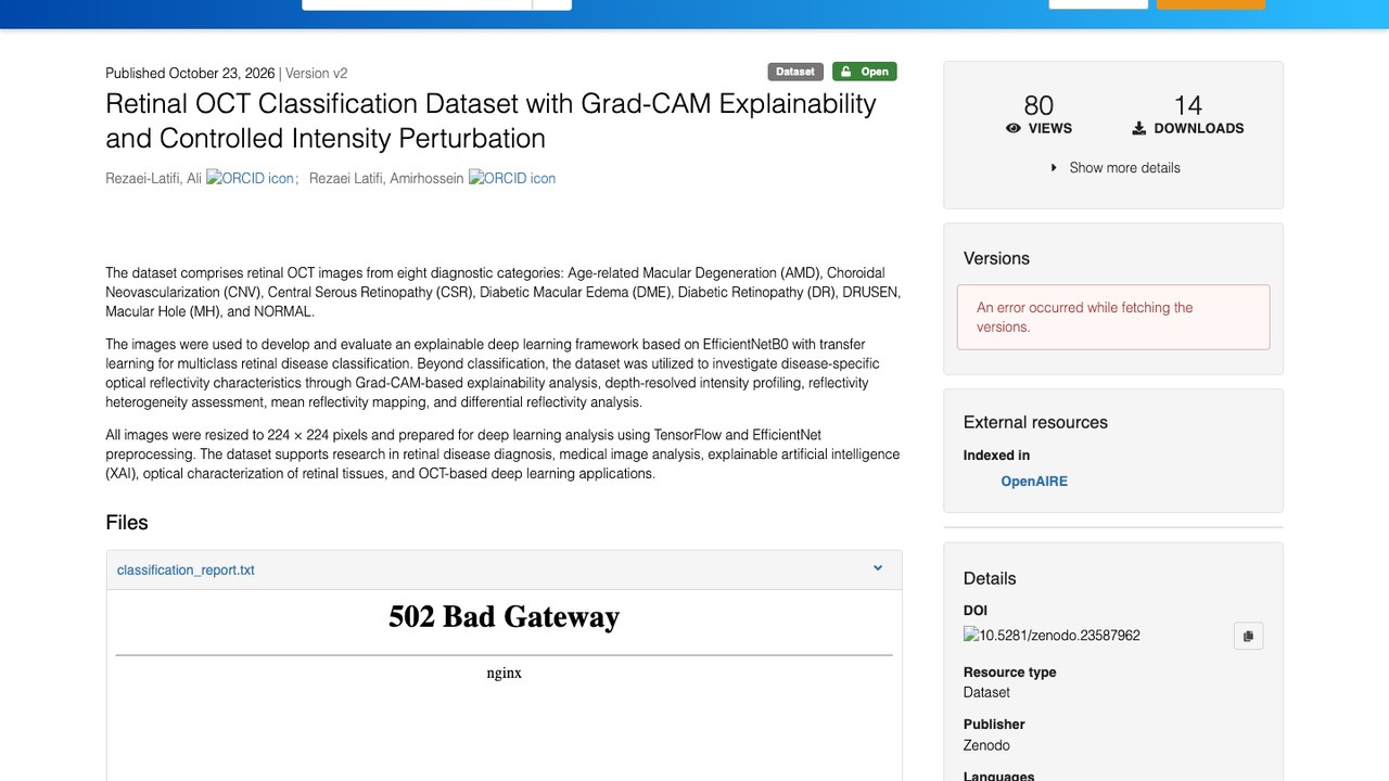 视网膜OCT分类数据集：Grad-CAM可解释性与受控强度扰动