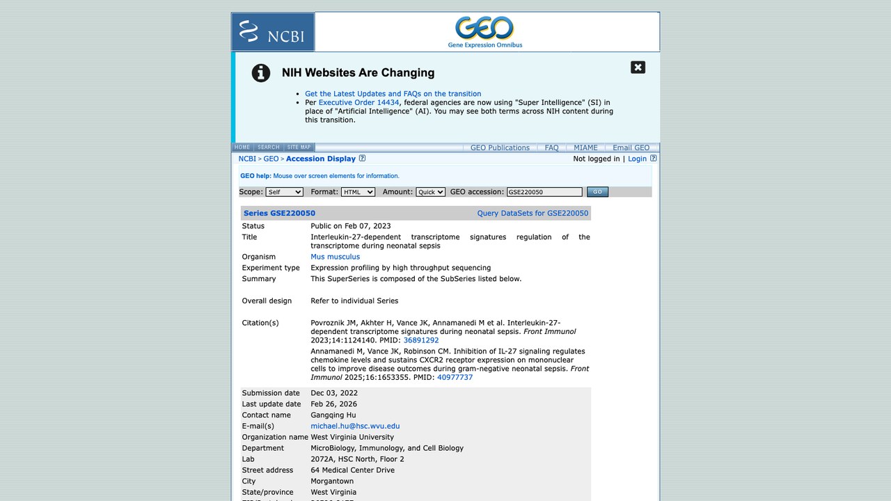 GSE220050：新生儿脓毒症中白细胞介素-27依赖的转录组特征调控