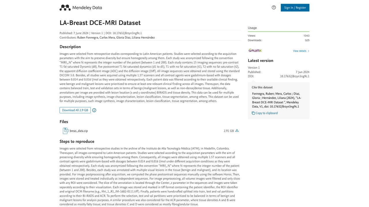 LA-Breast DCE-MRI 数据集