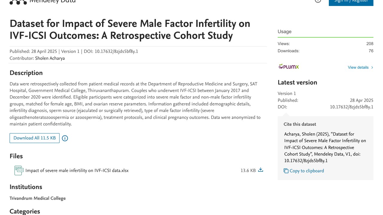 严重男性因素不育对IVF-ICSI结局影响数据集