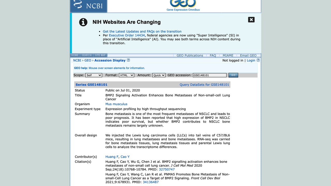 GSE148101:BMP2 信号激活增强非小细胞肺癌骨转移