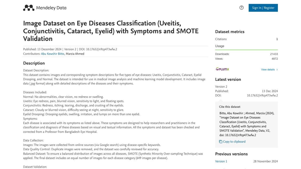 眼病分类图像数据集(Uveitis、Conjunctivitis、Cataract、Eyelid)含症状与SMOTE验证