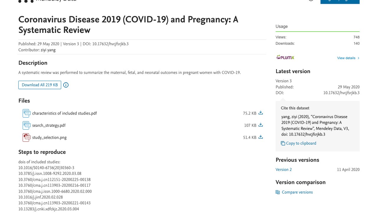 COVID-19 与妊娠系统综述数据
