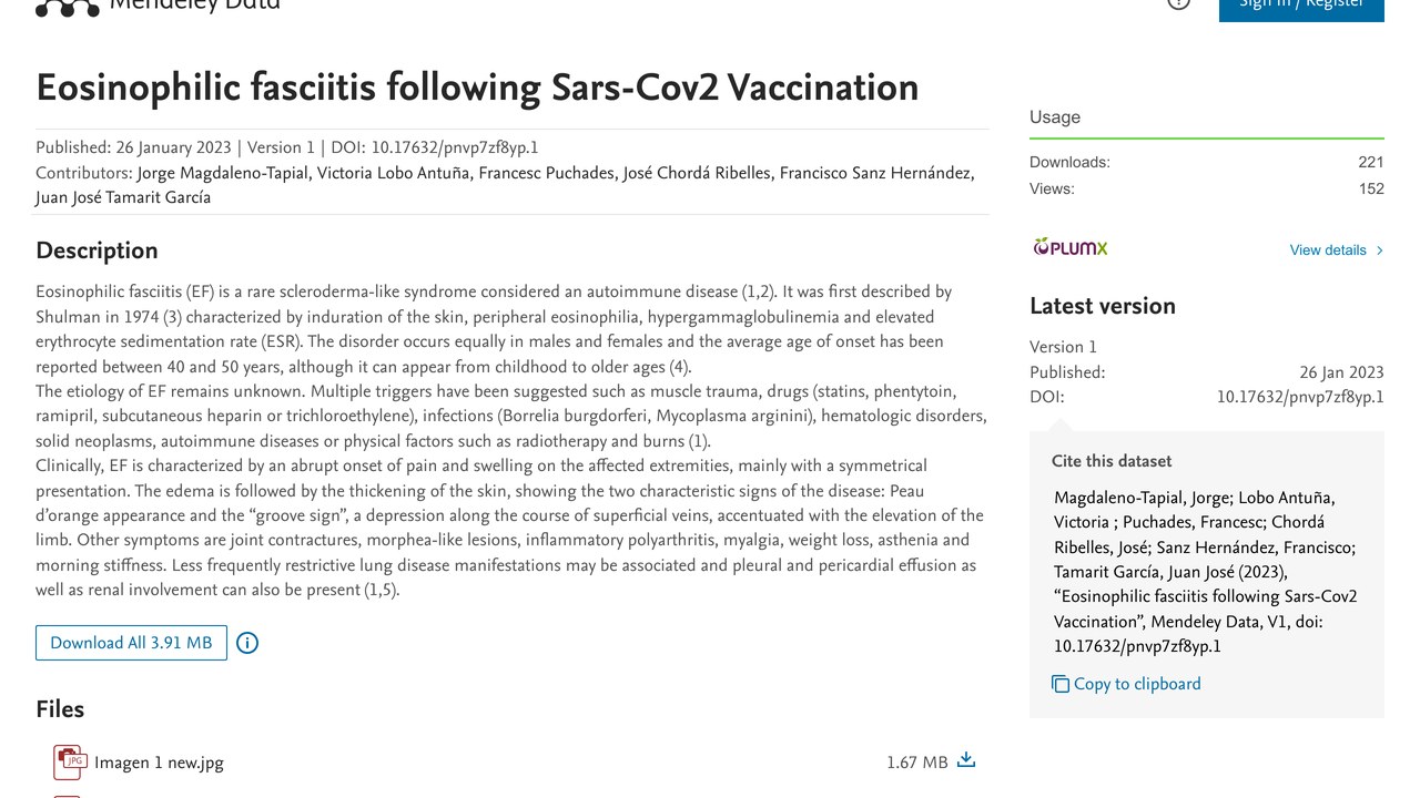 Sars-Cov2 疫苗接种后嗜酸性筋膜炎数据集