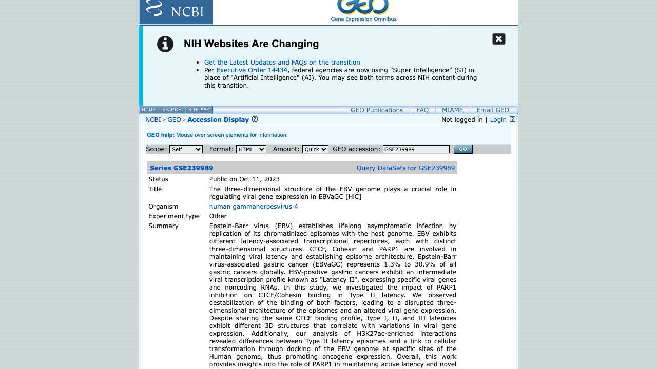 EBVaGC中EBV基因组三维结构调控病毒基因表达的HiC数据集