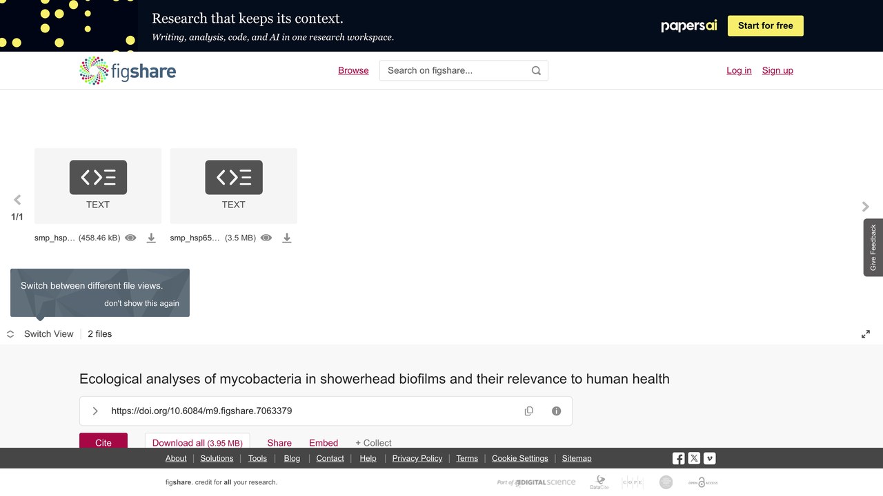 淋浴喷头生物膜中分枝杆菌的生态分析及其与人类健康的相关性数据