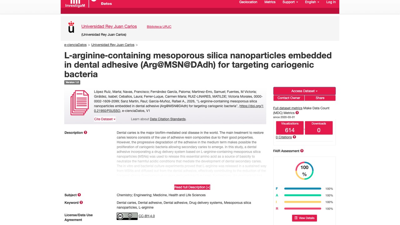 含L-arginine的介孔二氧化硅纳米颗粒嵌入牙科粘合剂(Arg@MSN@DAdh)用于靶向致龋细菌