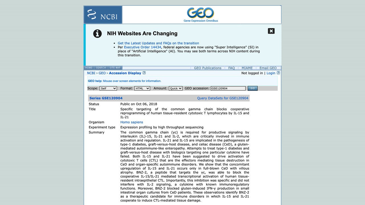 GSE120904:靶向共同γ链阻断IL-15与IL-21协同重编程人组织驻留细胞毒性T淋巴细胞