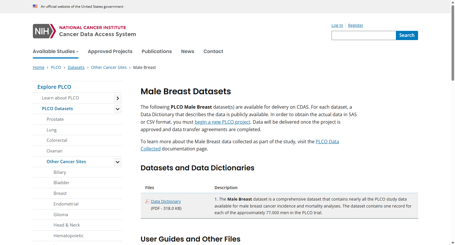 PLCO Male Breast Dataset