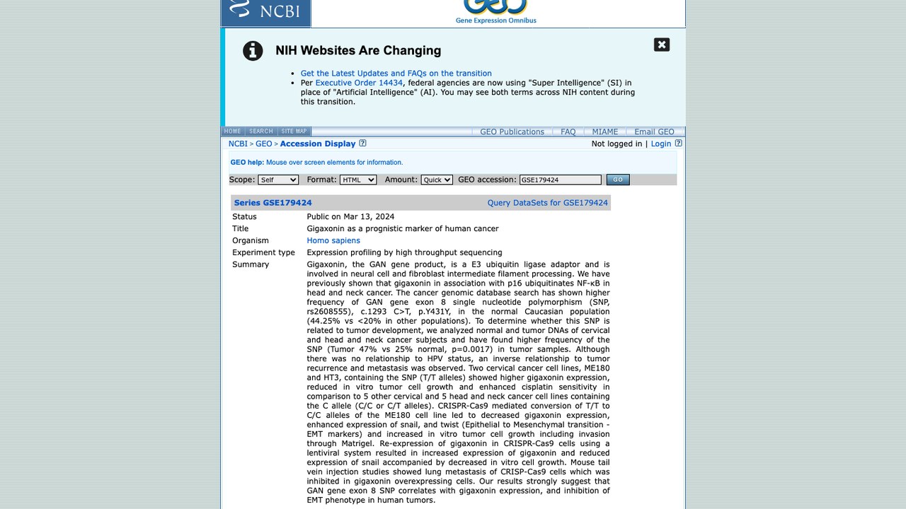 GSE179424:Gigaxonin 作为人类癌症预后标志物