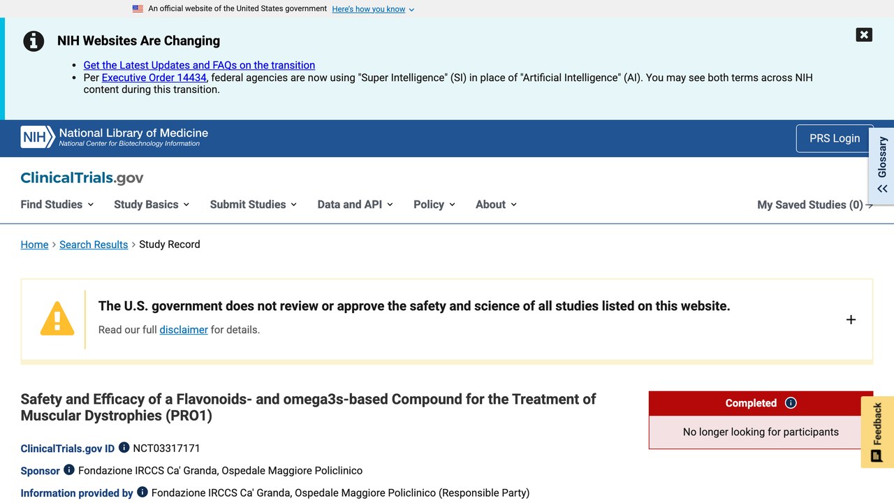 基于黄酮类与omega3s化合物治疗肌营养不良的安全性与疗效研究