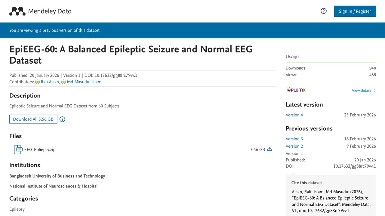 EpiEEG-60：平衡的癫痫发作与正常EEG数据集