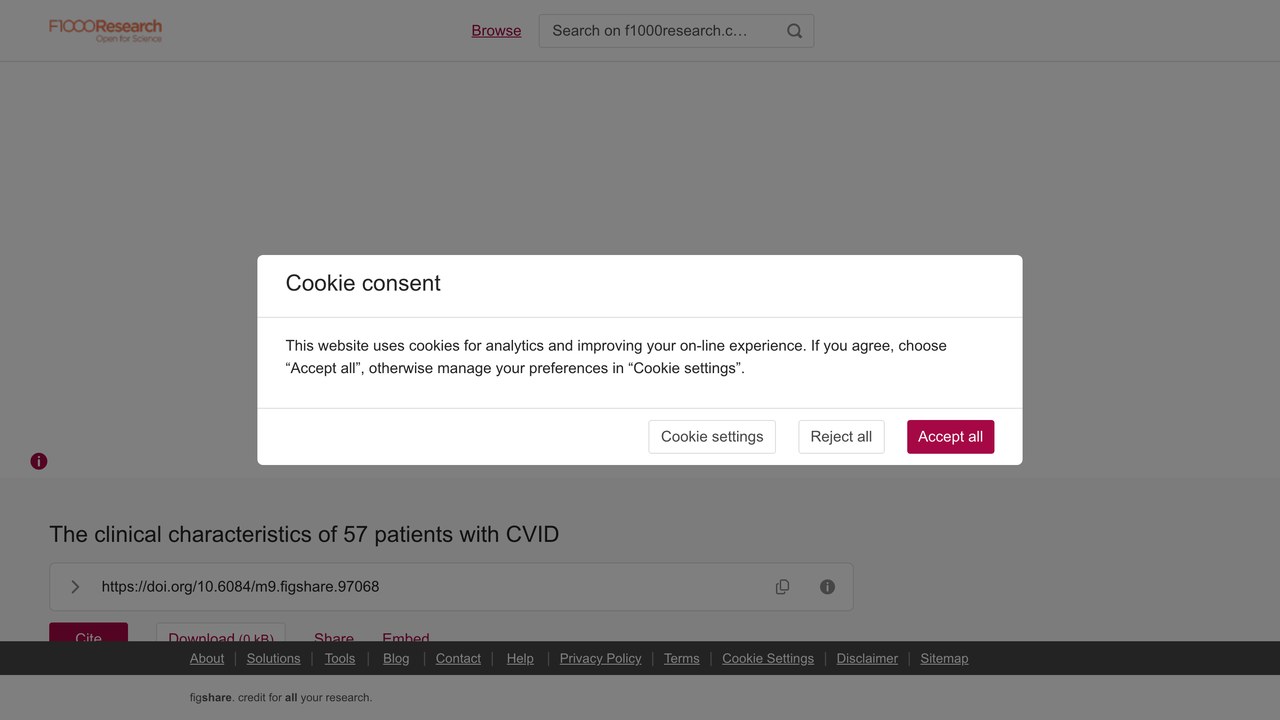 57例CVID患者临床特征数据集