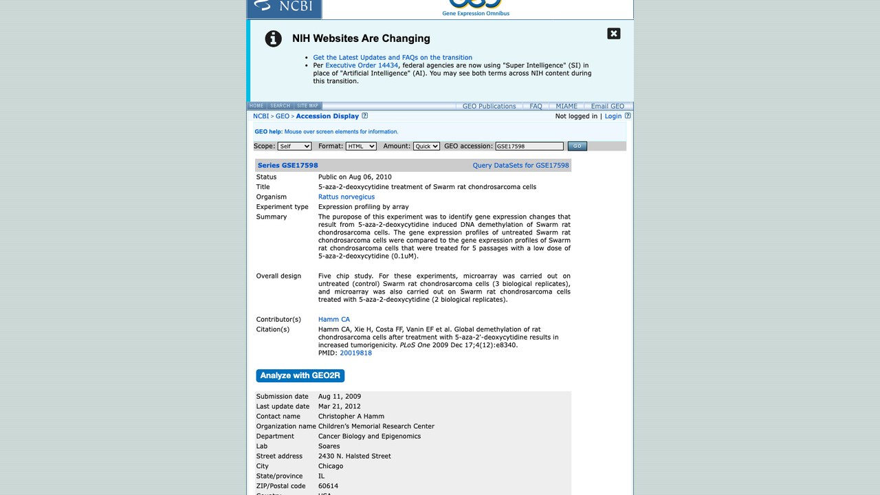 Swarm 大鼠软骨肉瘤细胞 5-aza-2-deoxycytidine 处理数据集