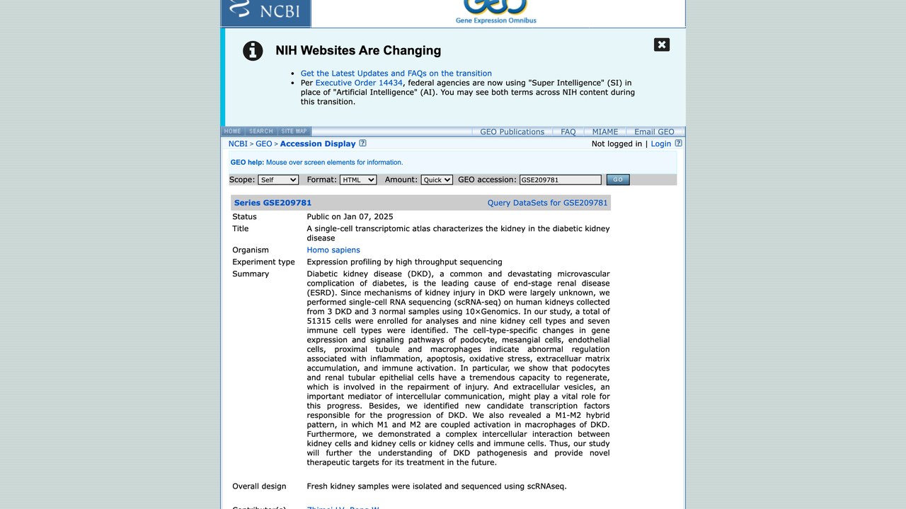 GSE209781：糖尿病肾病肾脏单细胞转录组图谱