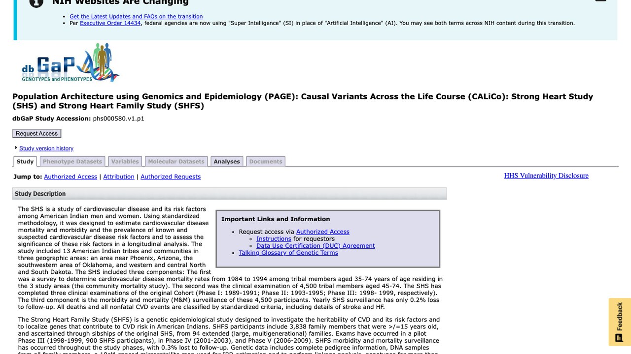 PAGE: CALiCo: Strong Heart Study (SHS) 数据集
