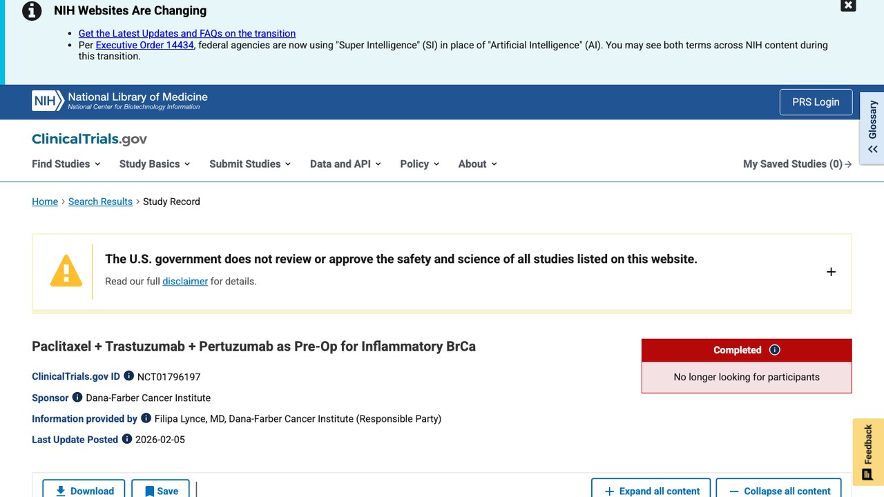 Paclitaxel + Trastuzumab + Pertuzumab 用于炎性乳腺癌术前治疗