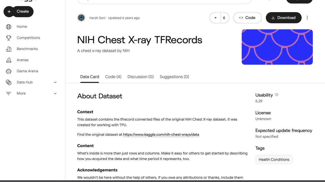 NIH Chest X-ray TFRecords 数据集