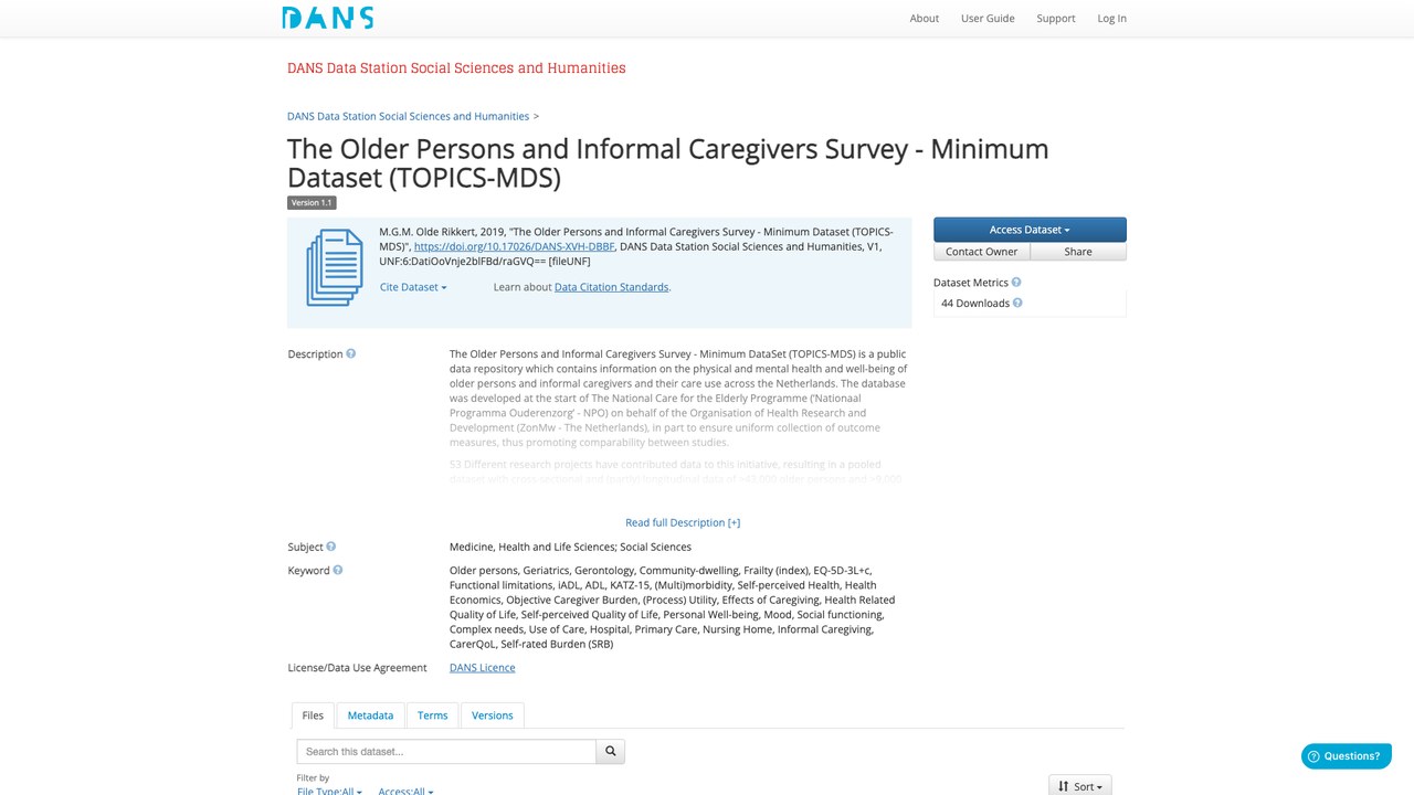 老年人及非正式照护者调查最小数据集(TOPICS-MDS)
