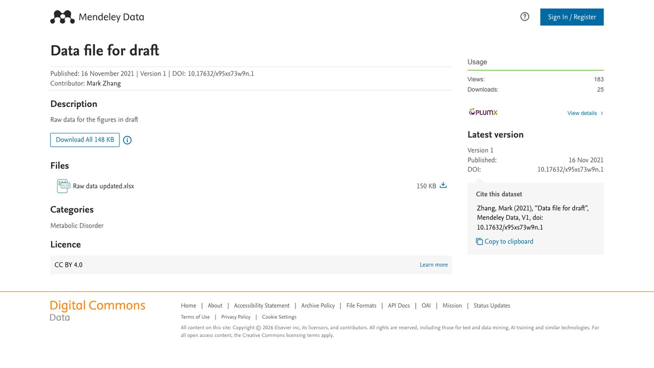 Endeley Data file for draft 数据集 | Mendeley Data表格 - 千方医数集