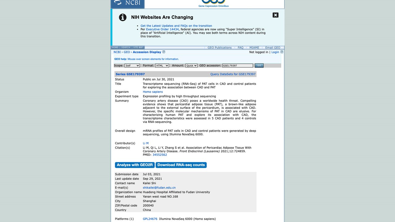 CAD与对照患者PAT细胞转录组测序(RNA-Seq)
