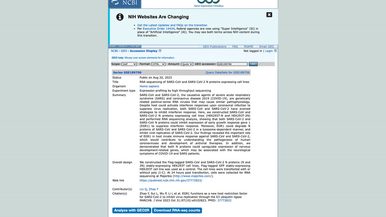 SARS-CoV与SARS-CoV-2 N蛋白表达细胞系的RNA测序