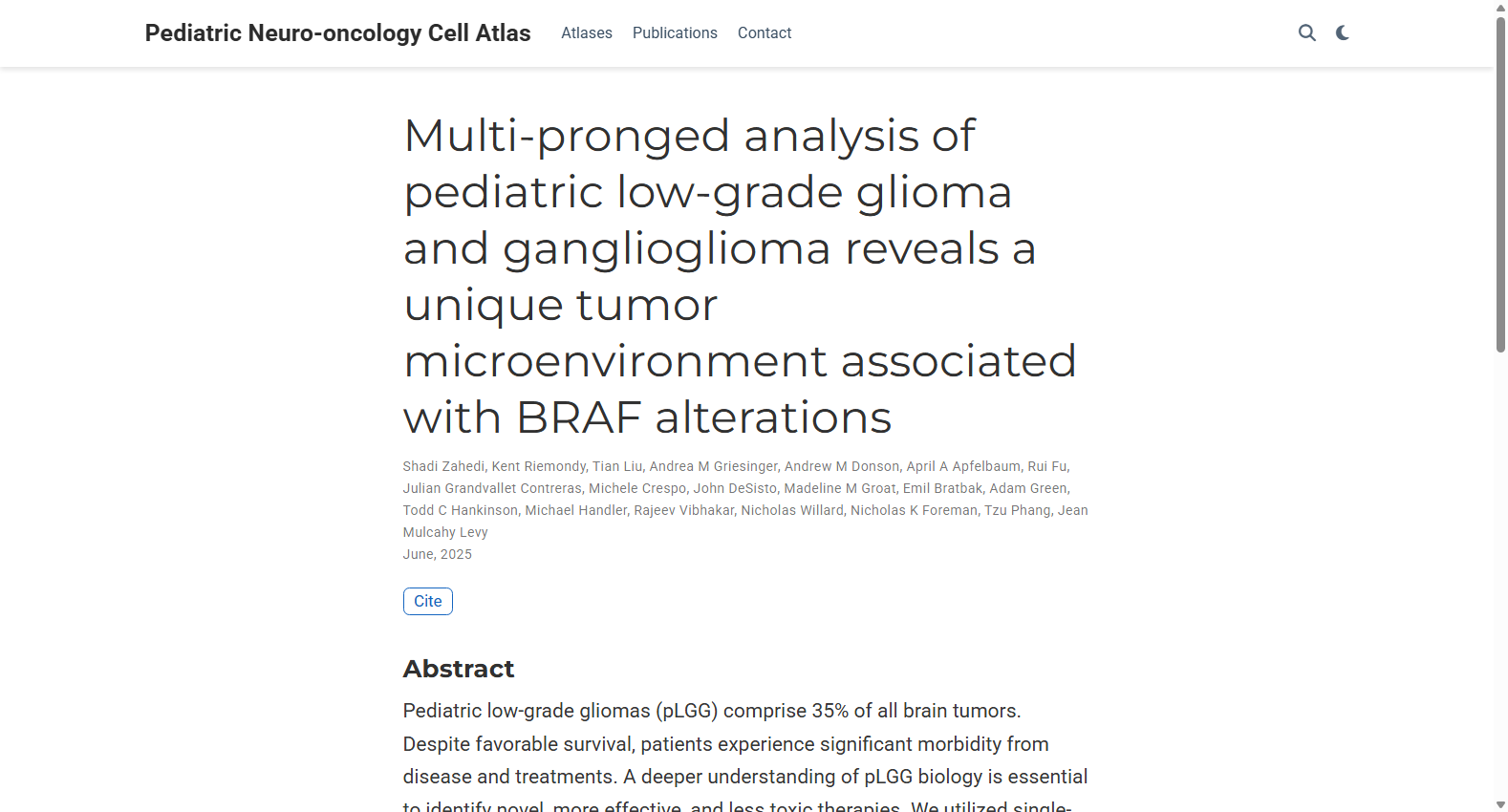 Pediatric Low-Grade Glioma and Ganglioglioma Single-Cell Atlas