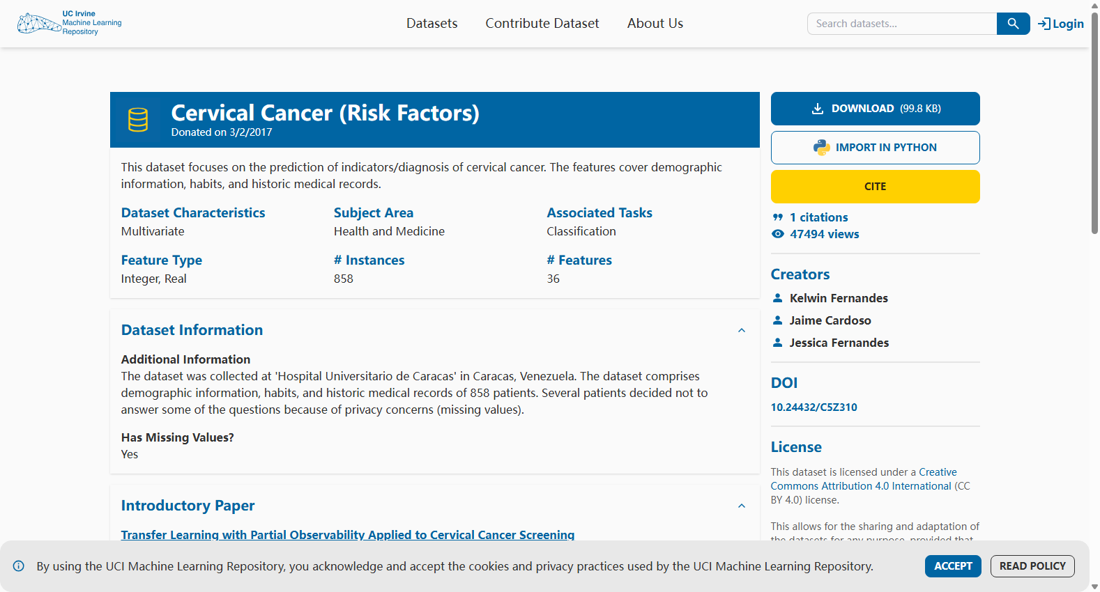 Cervical Cancer (Risk Factors)