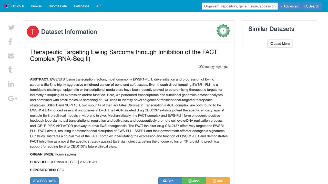 通过抑制FACT复合物靶向治疗尤文肉瘤（RNA-Seq II）