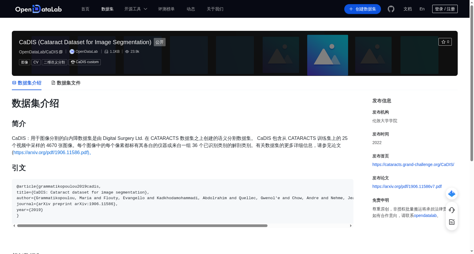 CaDIS (白内障图像分割数据集)