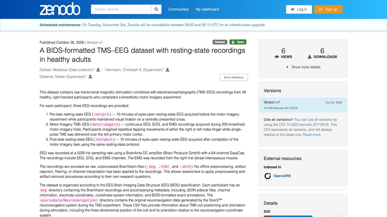 健康成人静息态TMS-EEG的BIDS格式数据集