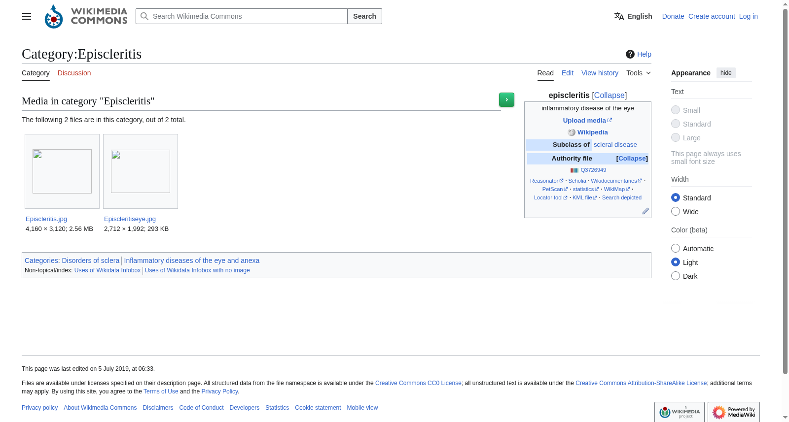 Wikimedia表层巩膜炎图像集