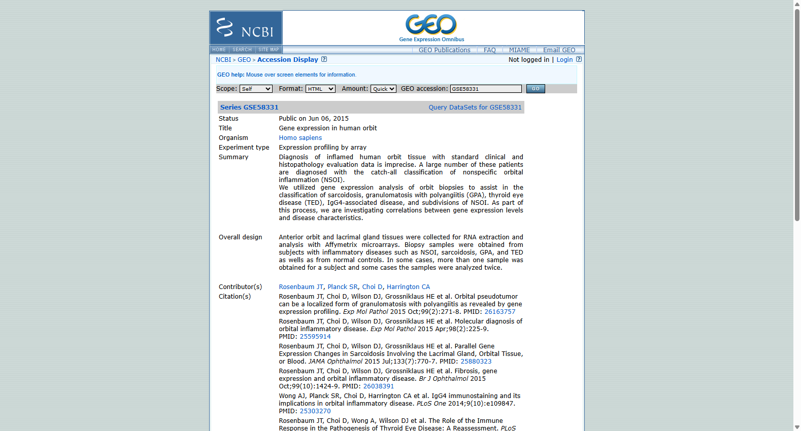 GSE58331 Human orbit expression