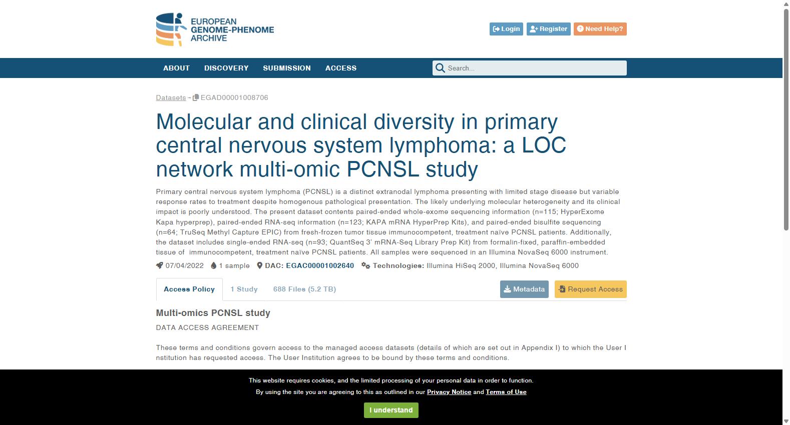 EGAD00001008706 Multi-omic PCNSL LOC Network study