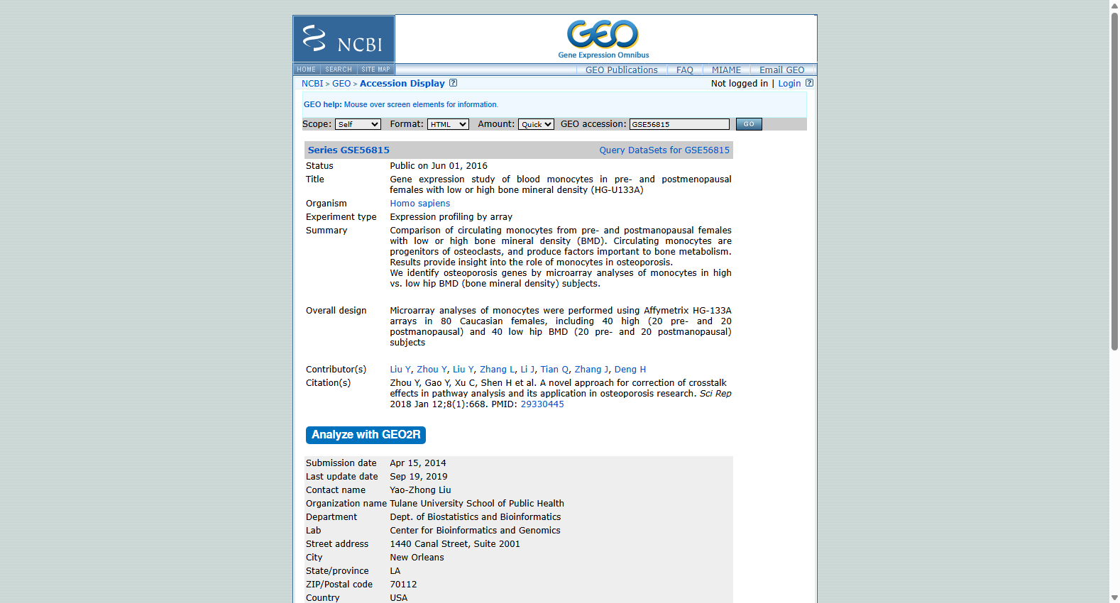 GSE56815 Osteoporosis expression