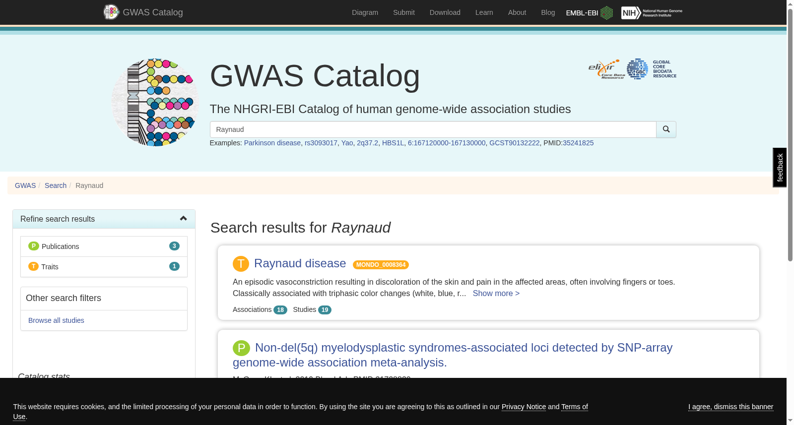 GWAS Catalog雷诺病关联数据