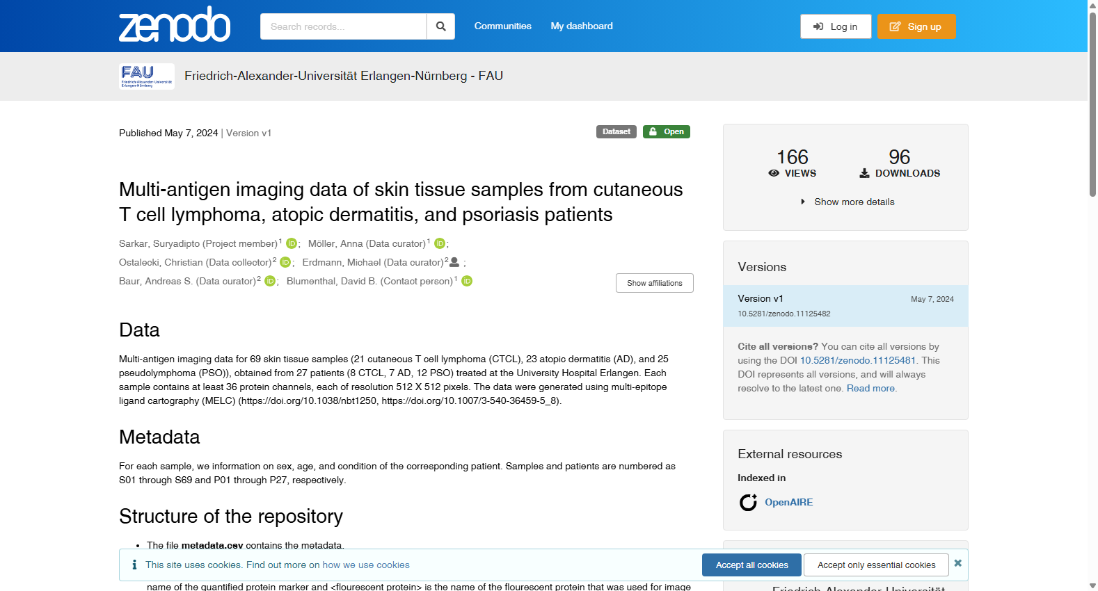 Multi-antigen imaging data of skin tissue samples from CTCL, AD and PSO