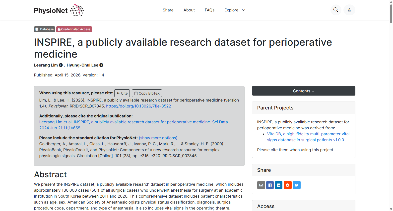 INSPIRE, a publicly available research dataset for perioperative medicine