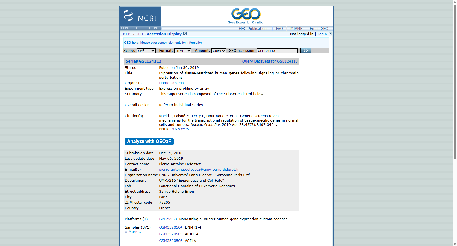 GEO GSE124113: Transcriptomic Profile of Parathyroid Adenomas