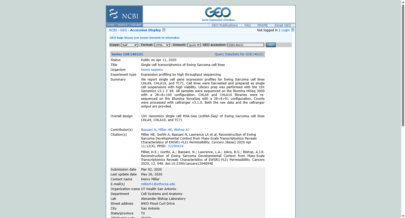 GSE146221 Ewing Sarcoma scRNA-seq