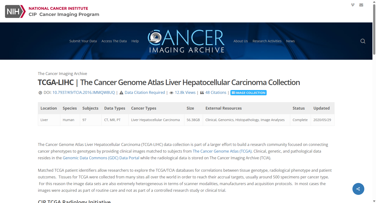 TCGA-LIHC Imaging