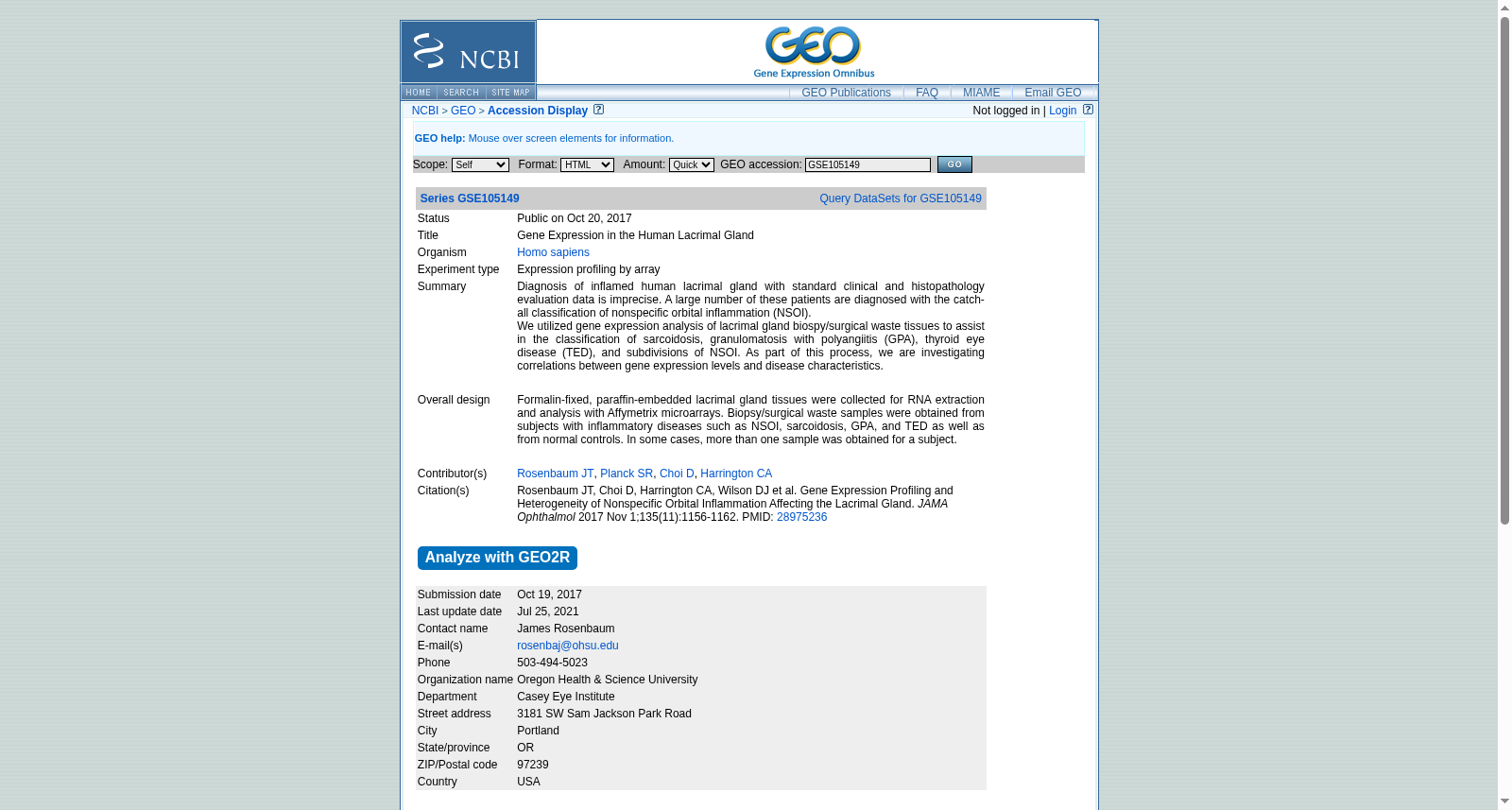 GSE105149 Graves Ophthalmopathy