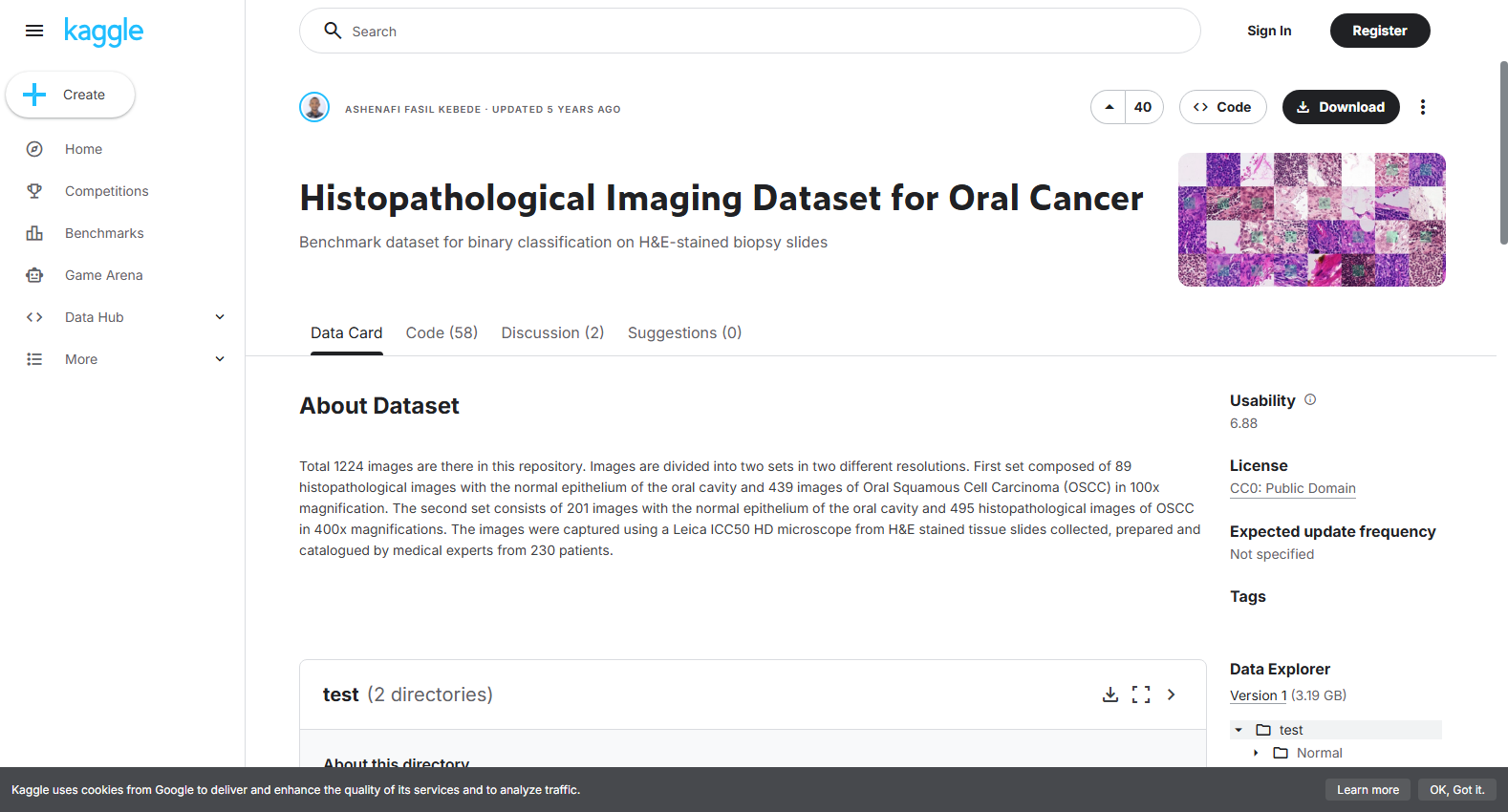 Histopathological Imaging Dataset for Oral Cancer