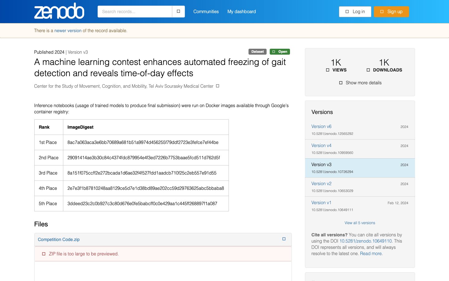 A machine learning contest enhances automated freezing of gait detection and reveals time-of-day effects
