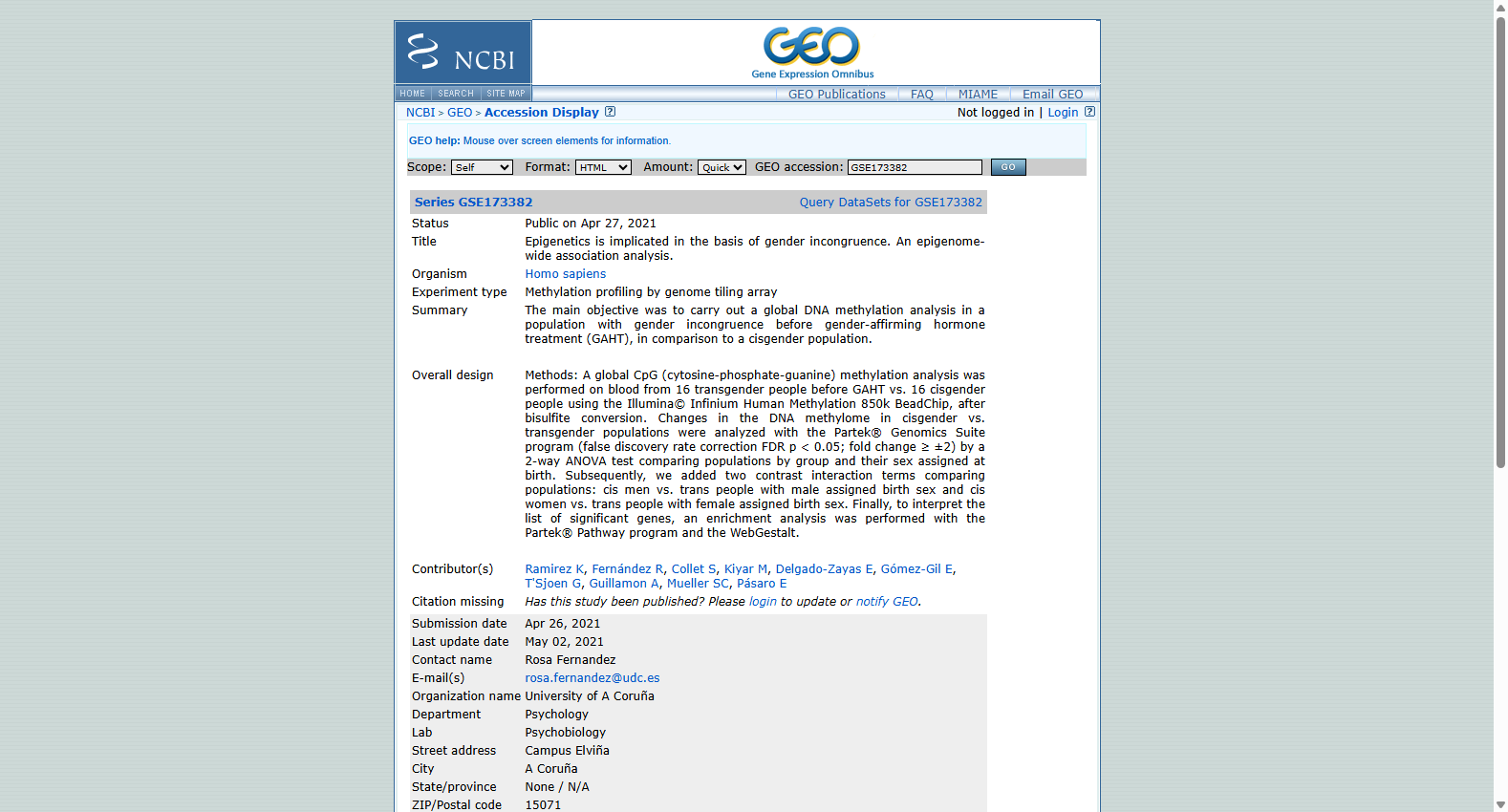GSE173382 Gender incongruence epigenome-wide association data