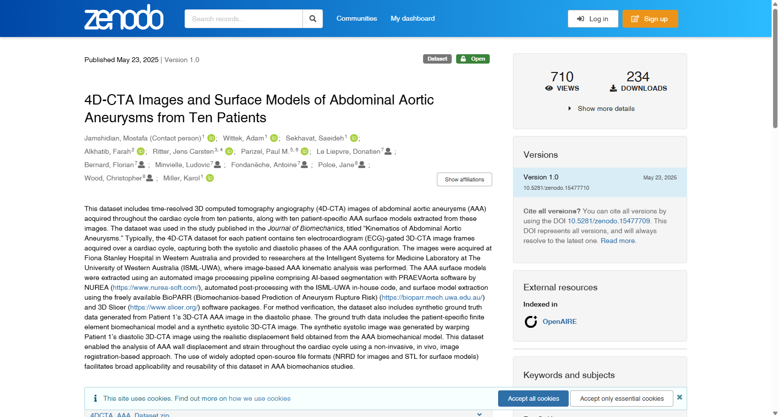 4D-CTA AAA Kinematics Dataset